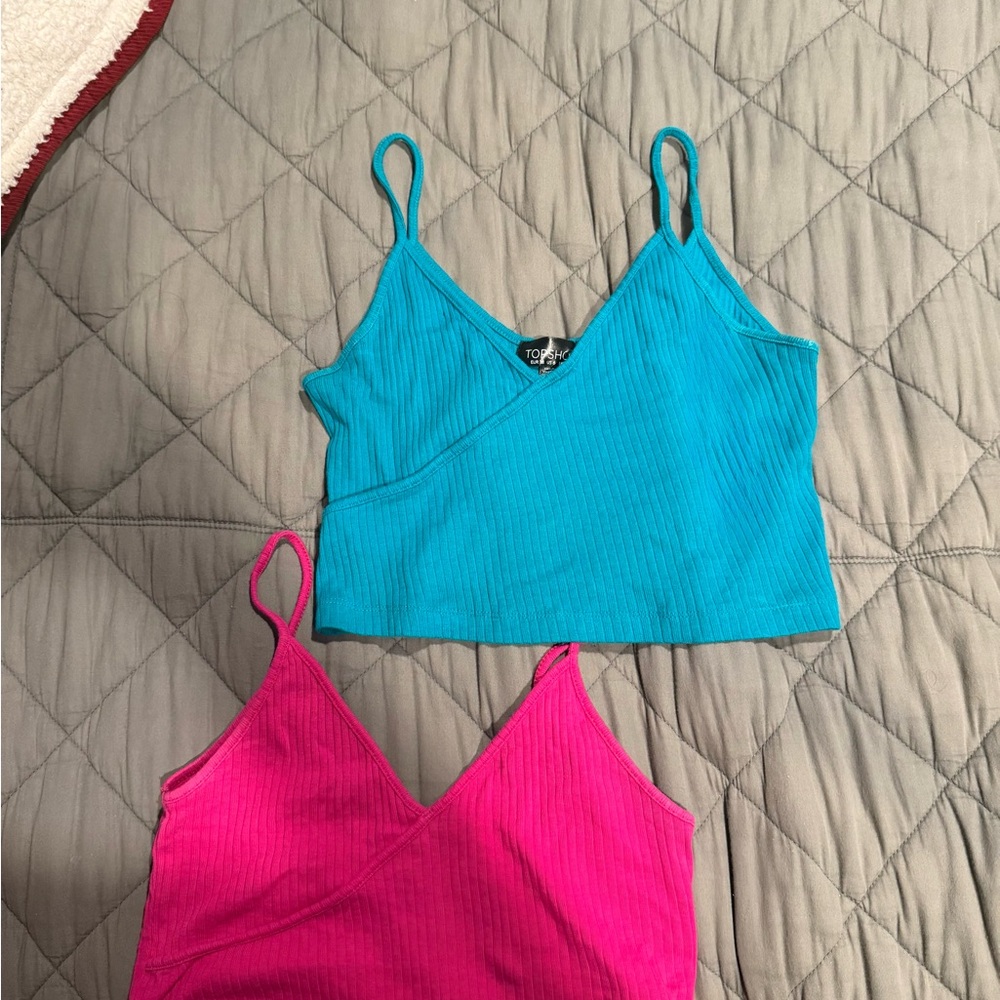 Topshop Vibrant Blue and Pink Crop Tops